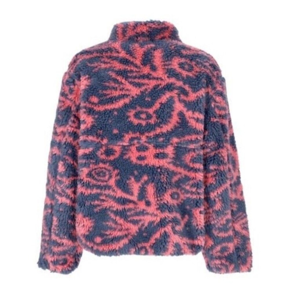 OBEY Teddy Bear Women's Aiden Sherpa Jacket Reversible Sweet Coral Multi Size XS - Picture 2 of 15